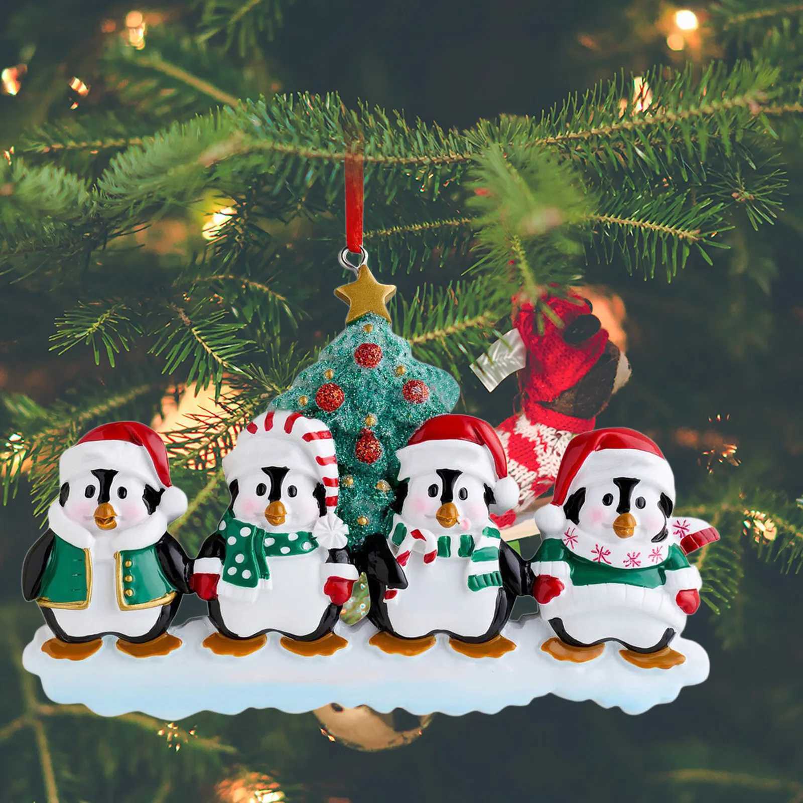 Personzed Family Christmas Ornament Cute Penguin Holiday Winter Gift 2021 Family Ornament Christmas Tree Decorations C251030