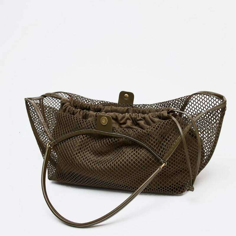 Mesh Shopper Women Famous Brands Large Capacity Casual Tote Removable Inner Pouch With Drawstring Closure Shoulder Bag
