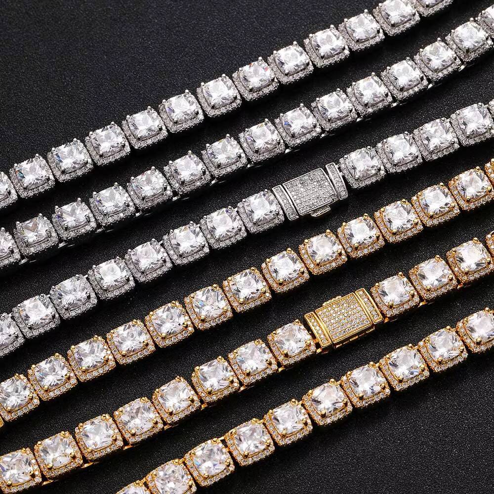 Hip Hop Jewelry Square Rock Sugar Chain moissanite Bracelet 18K Gold Plated Box Buckle Cluster Iced Out Tennis Chain Bracelet Designer's style