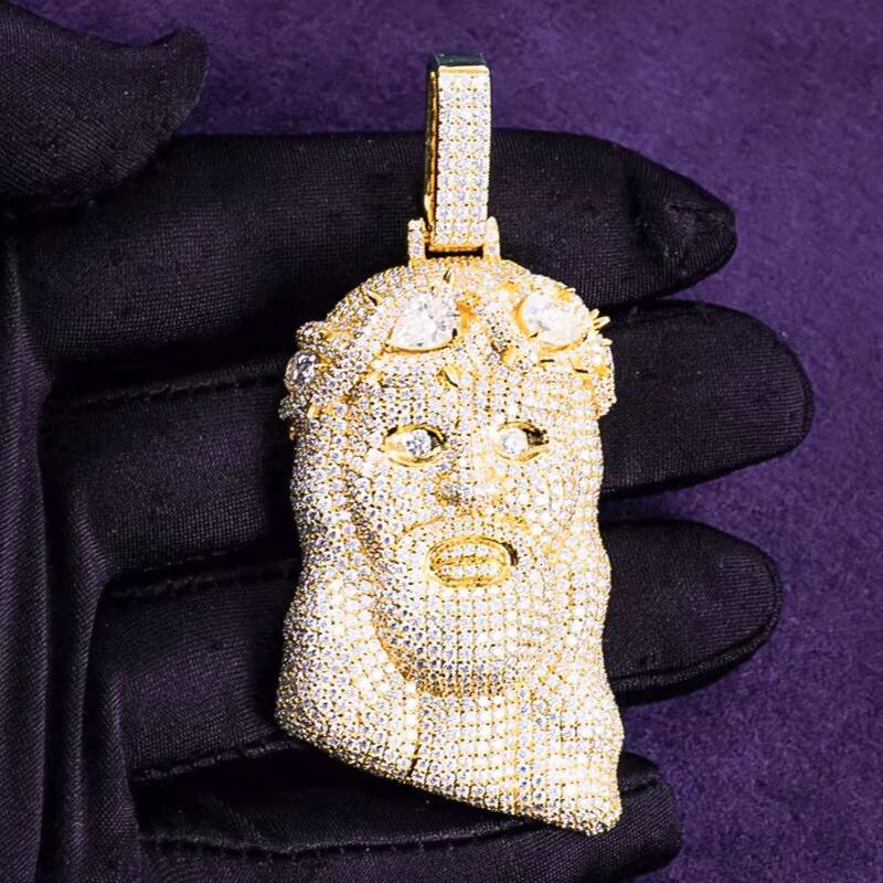 Hip Hop Fine Jewelry Passd Diamond Tester 925 Sterling Silver Iced Out VVS Moissanite Halo Jesus Pendant for Men Women