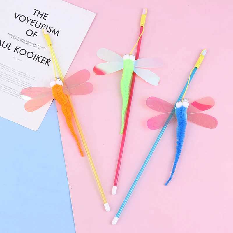 1PC New cat Teaser stick sequins big eyes Dragonfly cat toy interactive Teaser stick S251029