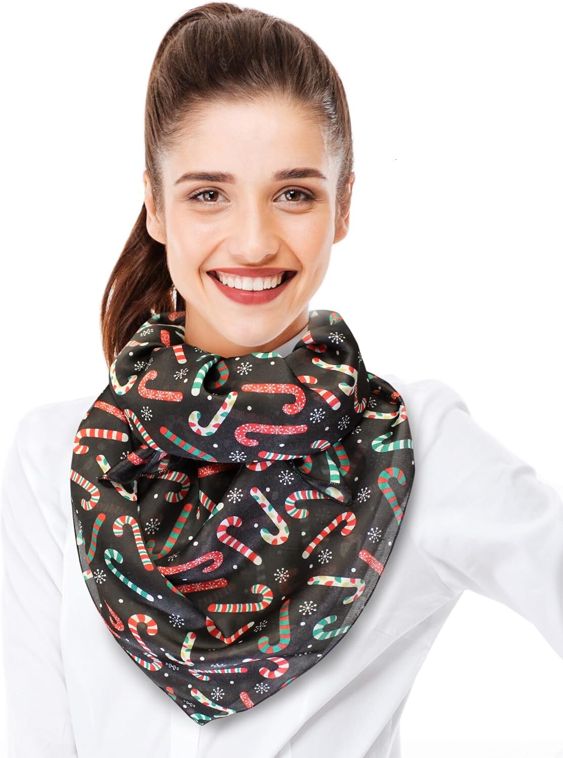 Custom Women's Lightweight Soft Silk Feeling Christmas gifts Poinsettia Snowman Scarf 13" 70" 21" 21"or x 35"