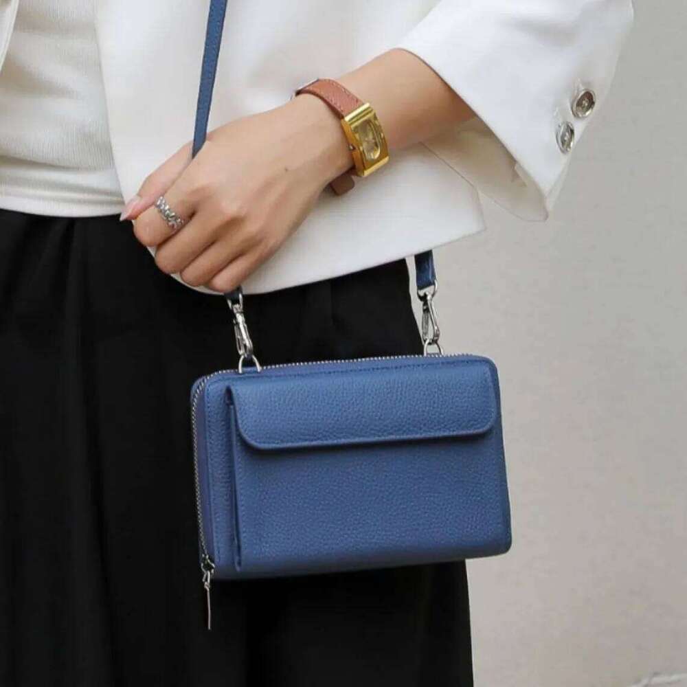 Women's TOGO Top-Grain Leather Crossbody Wallet New 2025 Phone Pocket Shoulder | Minimalist Square Bag