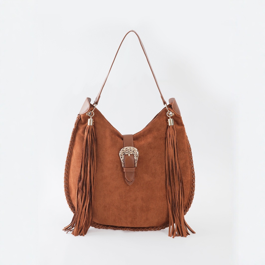 New luxury retro woven suede shoulder bag, tassel shoulder bag, millennium style handbag, versatile casual designer bag