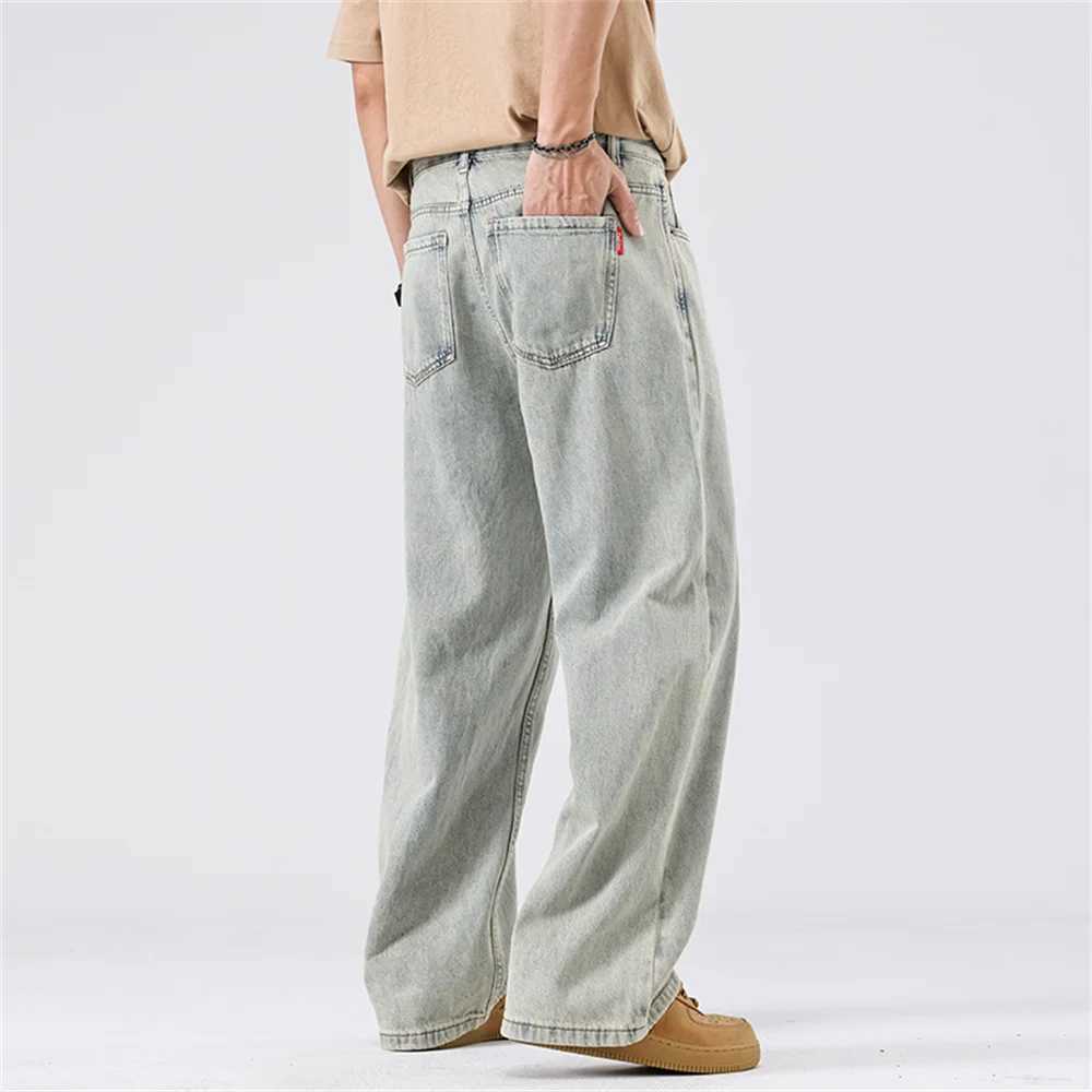 Mens 2025 New High Quality Baggy Jeans Korean Fashion Quickdrying Breathable Jean Pants Mens American Retro Wideleg Trousers J251030