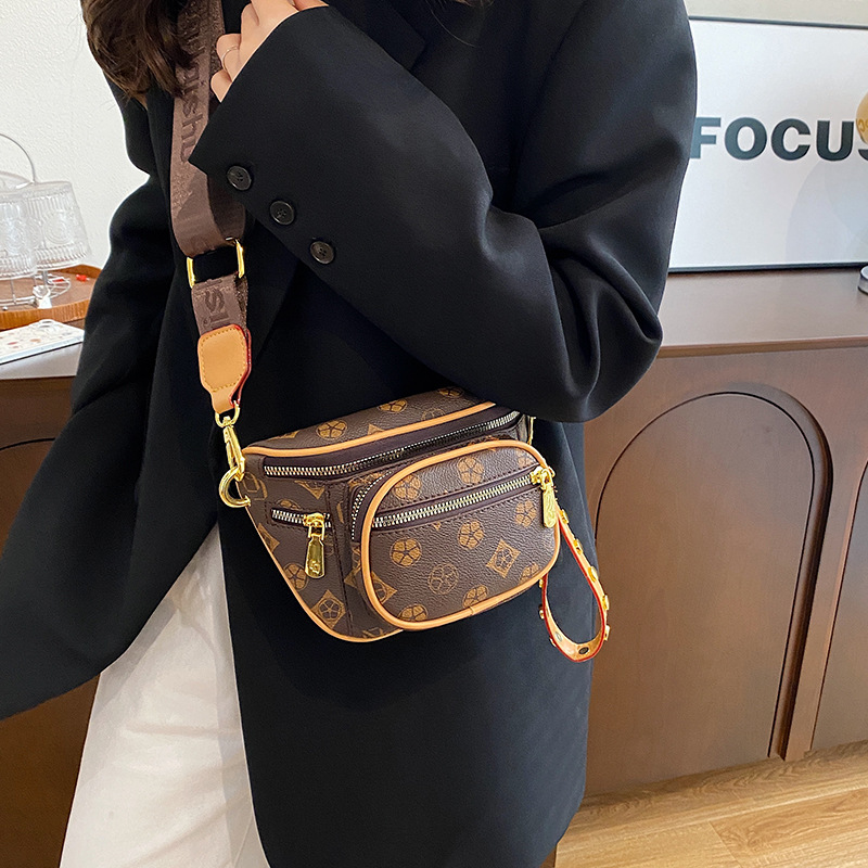 Senior All Kinds Of Cross-Body Bag Retro Old Flower Pu Trend Chest Bag Fashion Shoulder Bag 2025