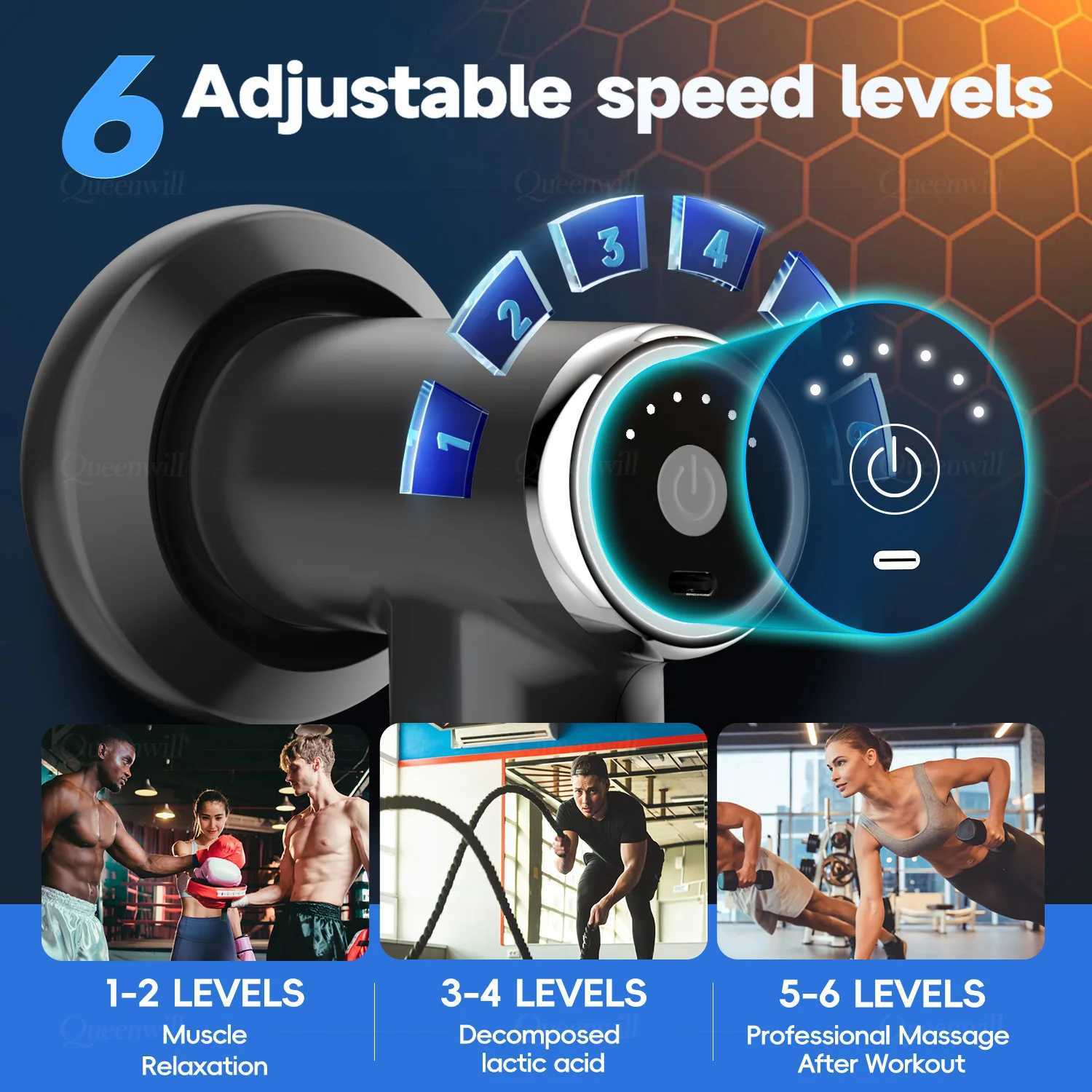 Portable Electric Massage Gun Body Sculpting Massager Deep Tissue Muscle Relaxation Massage Machine With 5 Heads For Full Body J251030