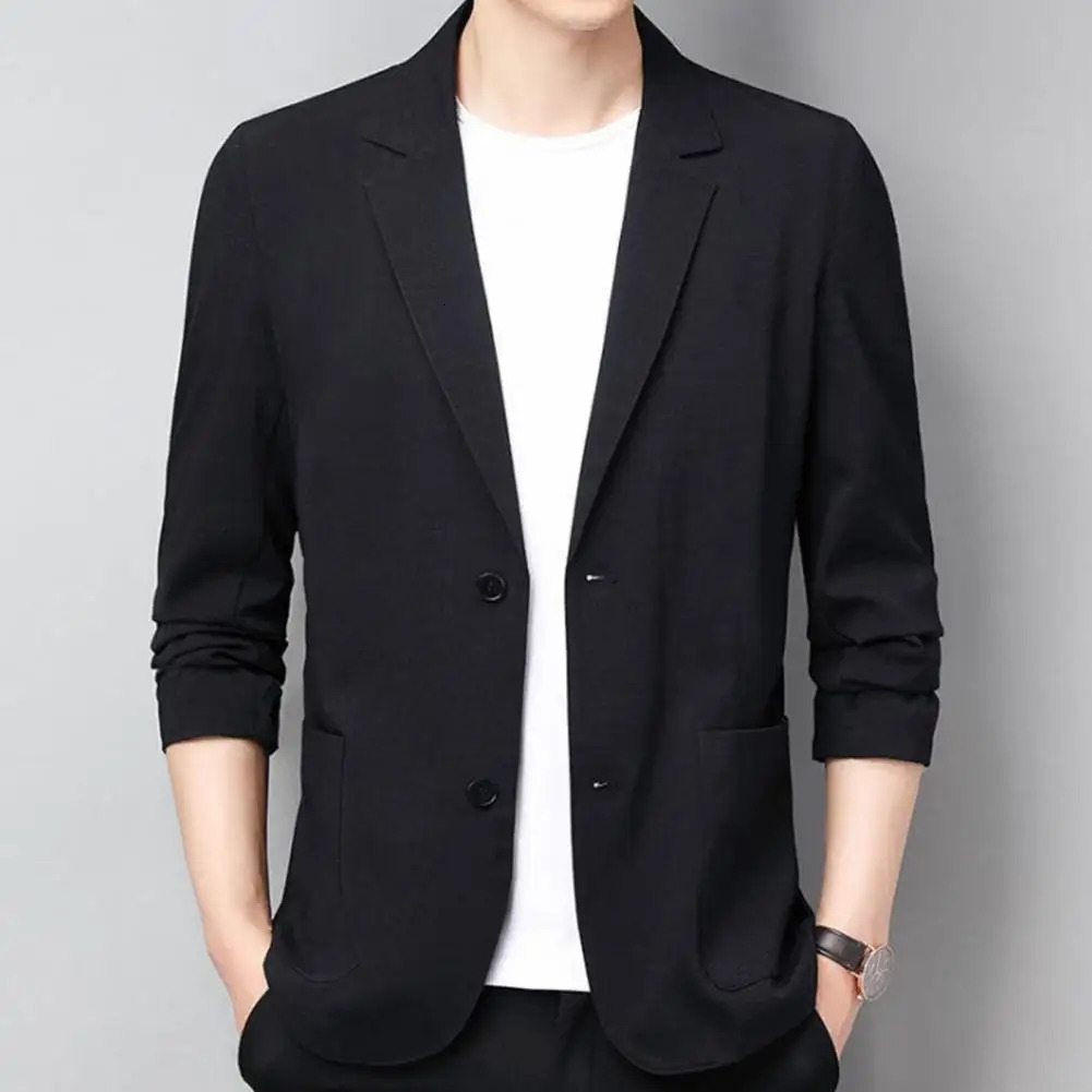 Summer Men Thin Coat s Suit Jacket Autumn Linen Solid Color Casual Korean Slim Fit Formal Business 251028