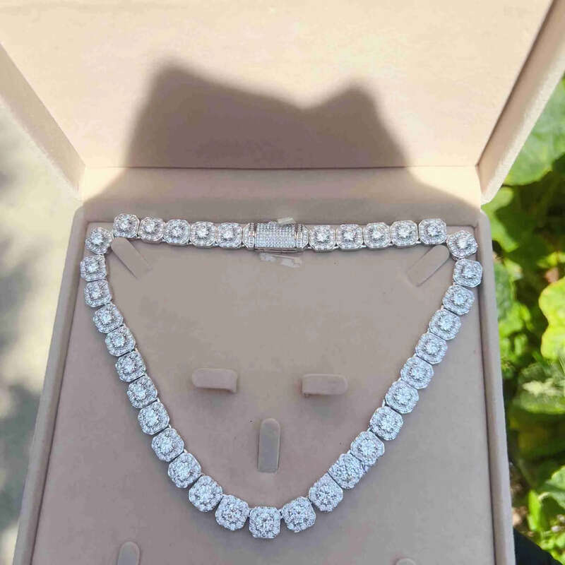 10mm Width Bling Big Dia Sterling Sier Vvs Moissanite Hip Hop Jewelry Iced Out Cuban Link Chain