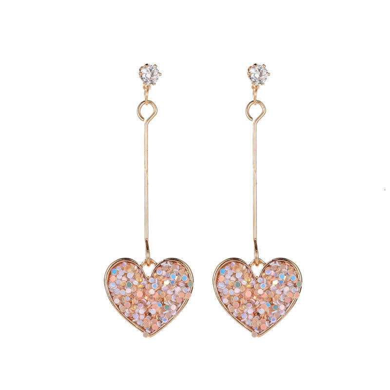 Korean Fresh Heart Tassel Sweet Internet Celebrity Style Colorful Earrings Fashion Versatile Trendy Accessories