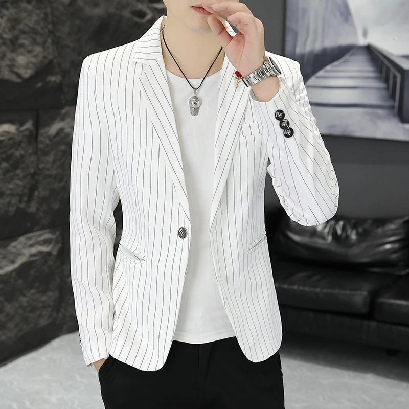 Blazer Mens Fashion Business Gentleman Stripe Outdoor British Style Trend Wedding Banquet Luxe Casual 251028