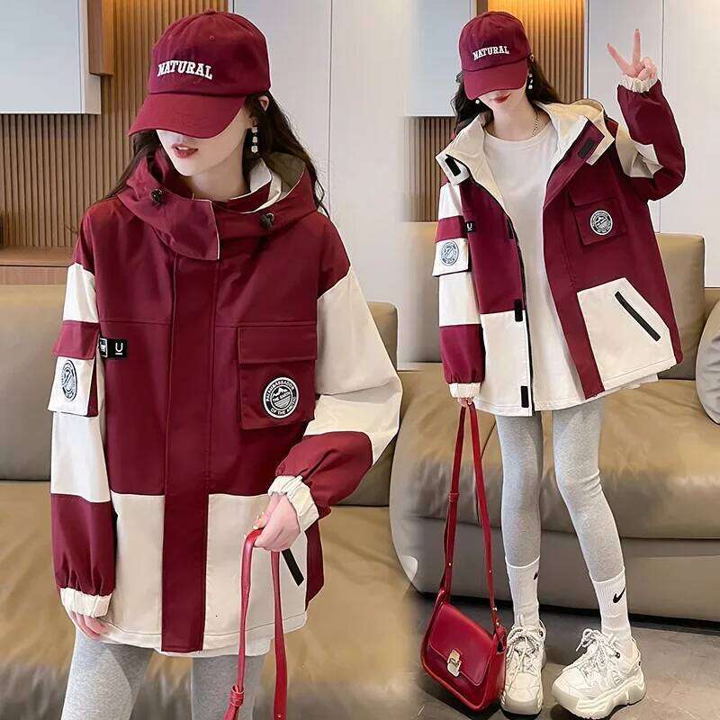 Spring Autumn New Loose Large Size Fashionable Design Workwear Jacket Outerwear For Junior And High School Students Women