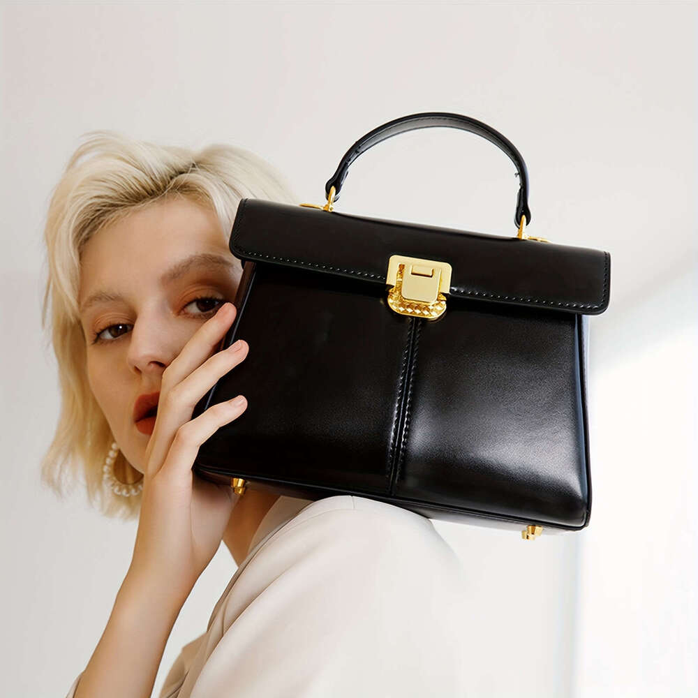 Women Black, Red, White, Brown Solid Color Satchel Purse With Shoulder Strap And Metal 2025