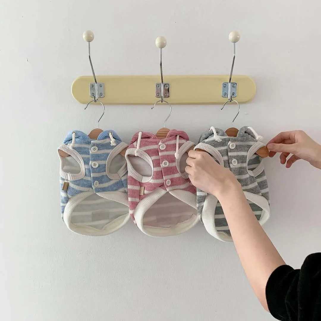 Pet Autumn Winter Striped Hooded Sweatshirt Sleeveless Base Coat for Cats Small Mediumsized Dogs Pet Coat Puppy Clothes C251030