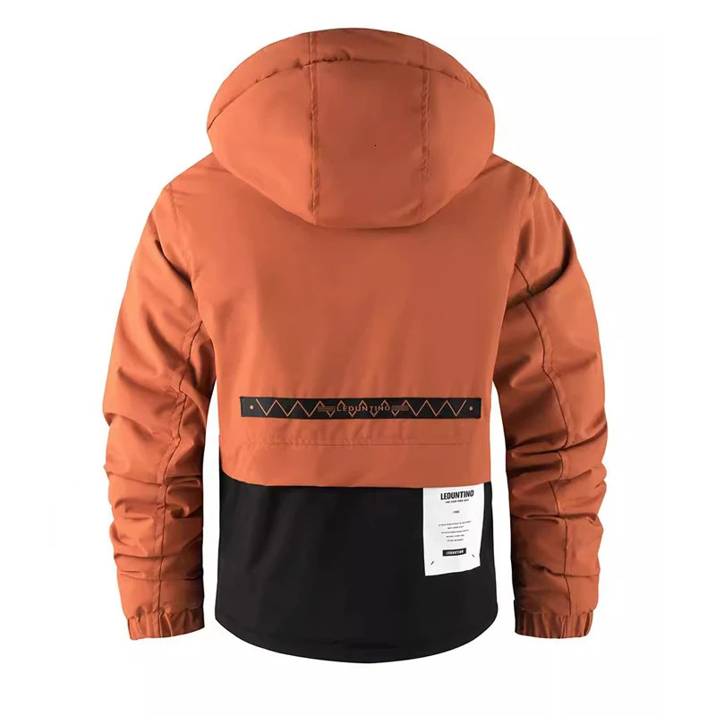 Winter Mens Mountain Ski Parkas Fashion Men Cotton Warm Down Padded Fashion Men Hiking Thermal Windbreaker Hooded Jacket 251028