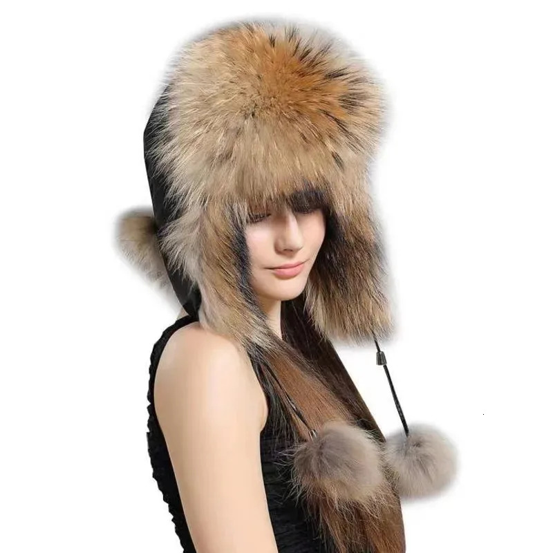 Real Fox Fur Hat For Women Winter Fashion Warm Lei Feng Hats Russians Outdoor Skiing Caps Natural Fur Hat Furry Thick Fur Cap 251028