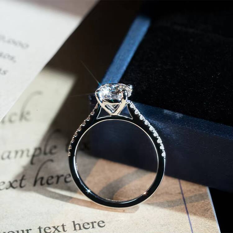 Redleaf Luxury Designer 2ct 8mm Round Brilliant Cut Moissanite Ring 14K Soild White Gold Halo Engagement Rings for Women