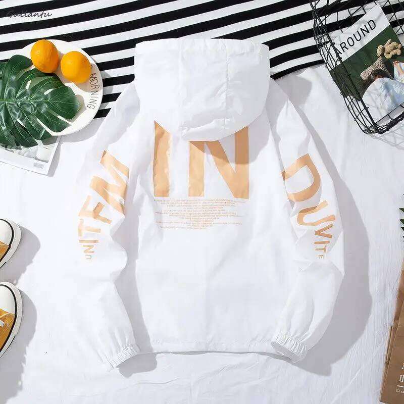 Summer Plus Size Windbreak Sweatshirt Jacket Women Fashion Hooded Zipper Letter Bombers Coat Female Yk2 Streetwear Outerwer