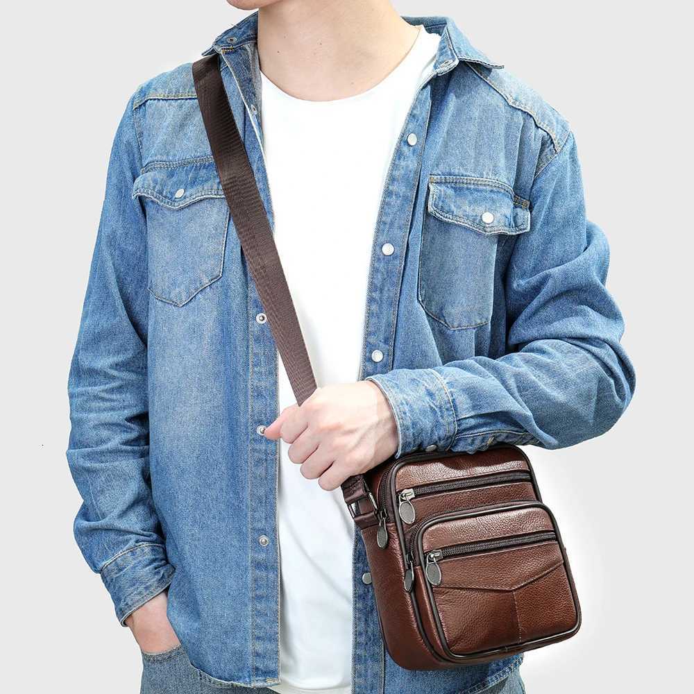 WAL Genuine Leather Shoder Bags Casual Small Handbags Purse Black Messenger Bags 6107 Y251011