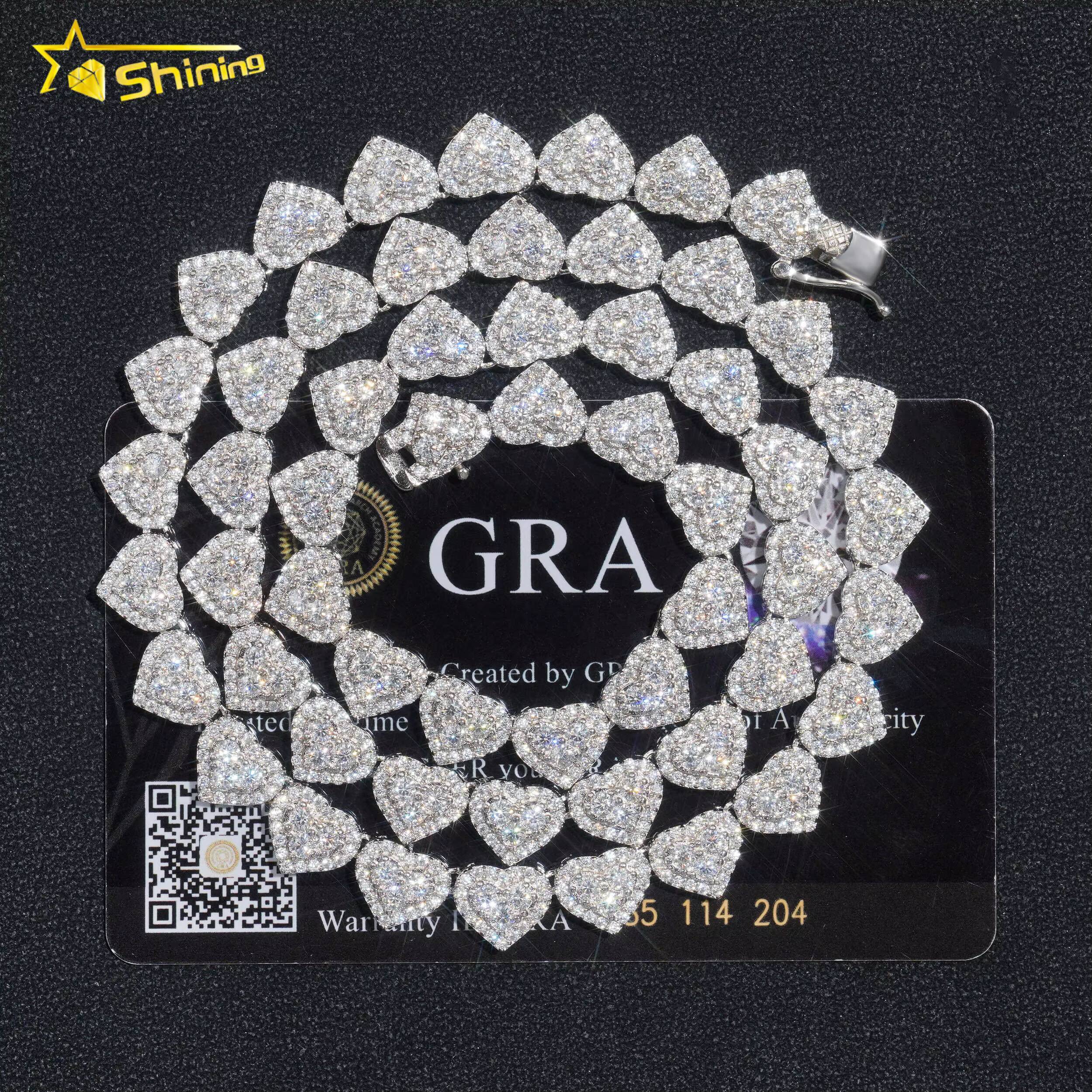 Hot Sale Heart Shape Iced Out Bracelet S925 Gold Plated VVSFL Moissanite Fashion Chain Necklace