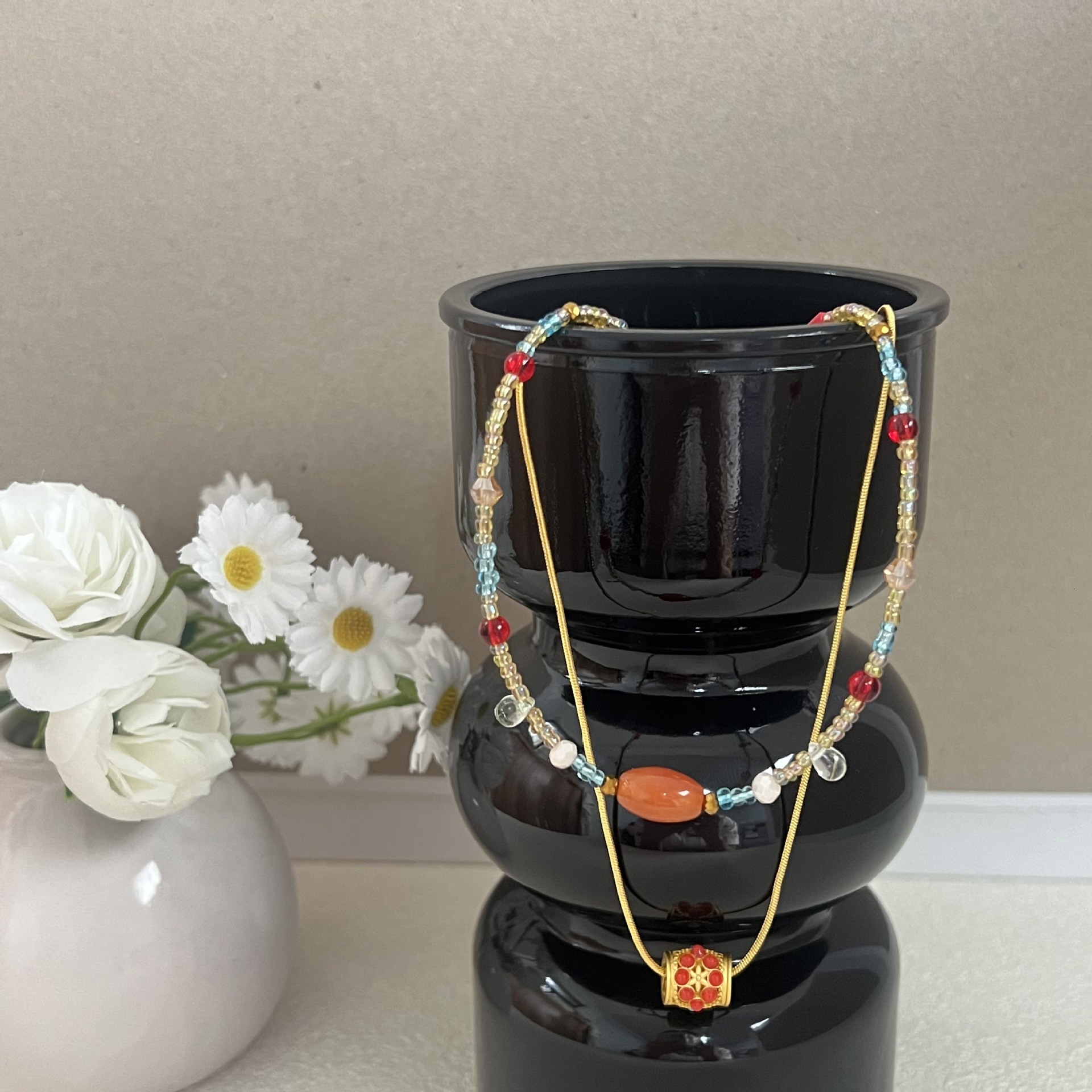 Niche Color Matching New Chinese Necklace Ancient Western Style Exquisite Versatile Pendant Accessories for Women ddmynov