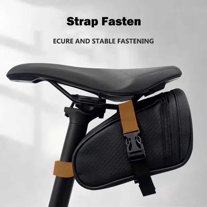 Waterproof Bicycle Saddle Bag Portable 1L MTB Rear Bag Reflective Bike Leather Storage Bag Bike Accessories H251029