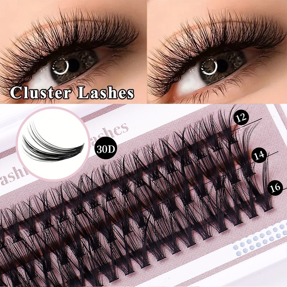 Thick Fluffy DIY Cluster Lashes Kit 60Pcs Individual Eyelashes Soft Lightweight Hand Made Reusable D Curled Grafted Lashes Accessory DIY Eyelash Exten