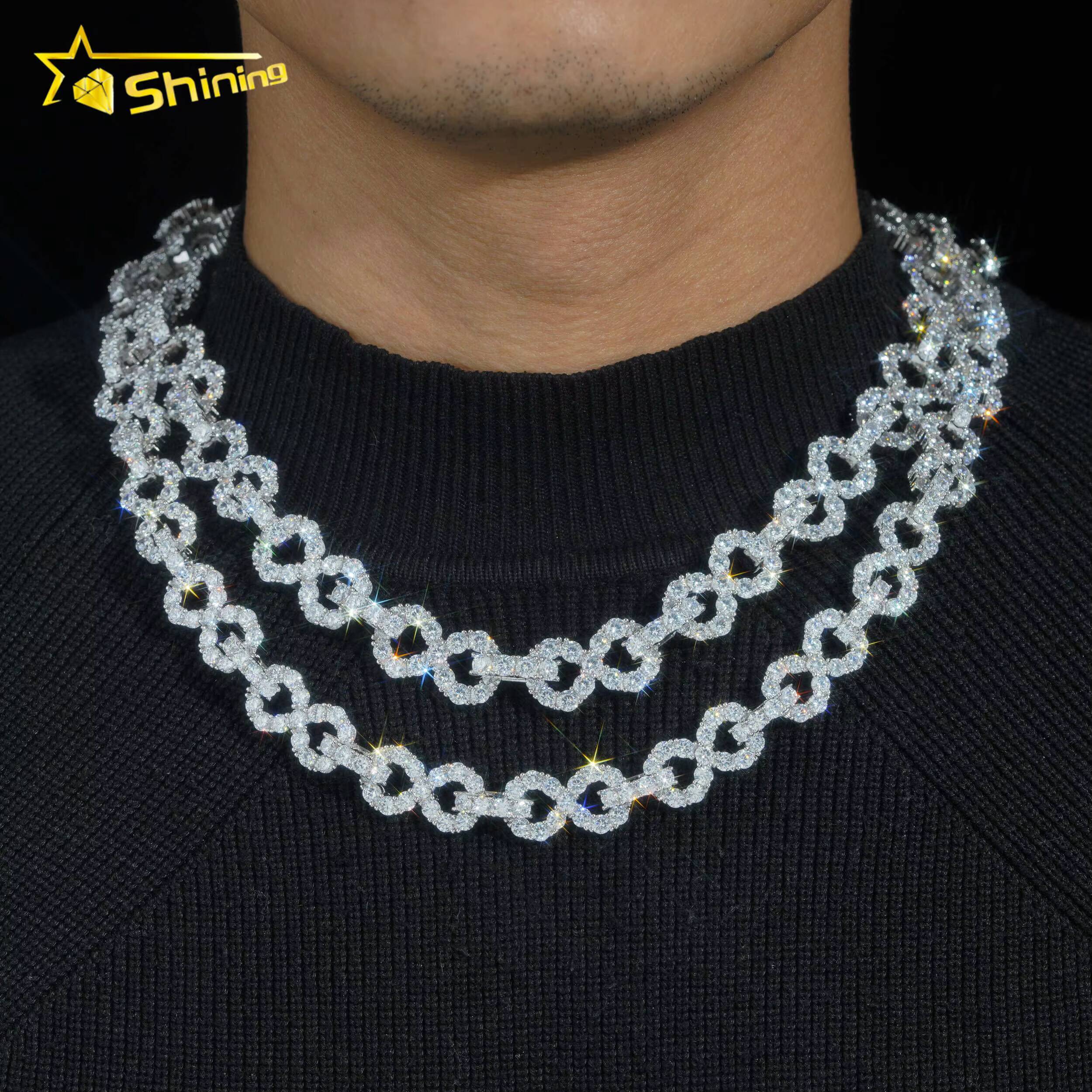 Pass Diamond Tester Cuban Link Chains 925 Sterling Silver Necklaces Hip Hop Men Fashion 13mm 15mm Moissanite Cuban Link