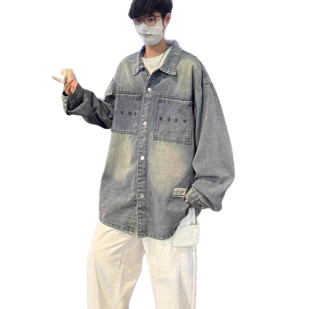 American High Street Denim Men's Jacket 2025 Spring And Autumn New High-end Niche Turn-down Designer Coat Collar Casual Jacket