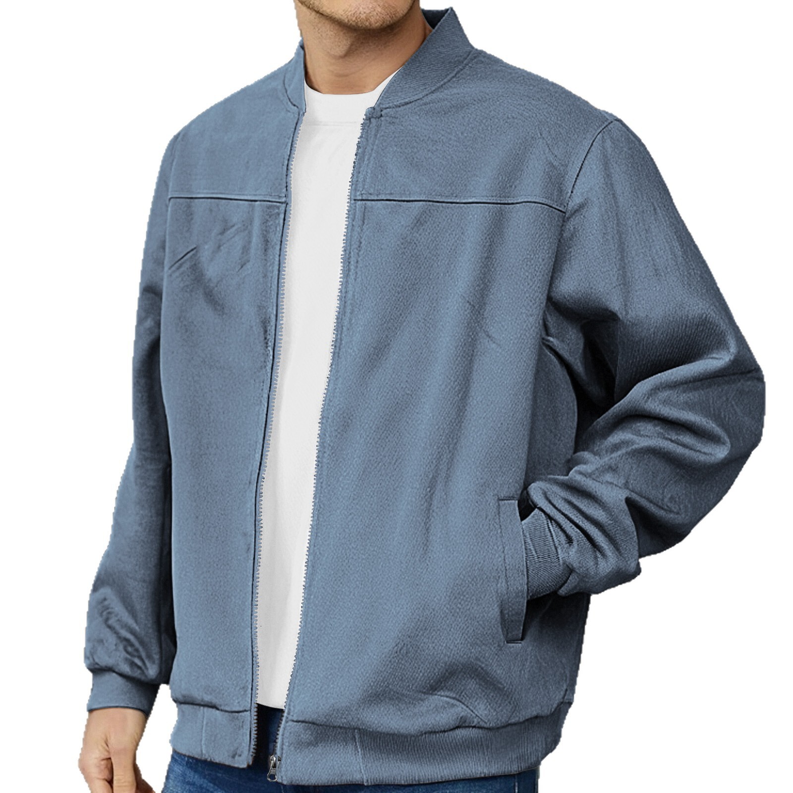 Autumn Slim Fit Cotton Solid Color Men's Zipper Jacket Casual Retro Long Sleeve Cardigan Coat for Men