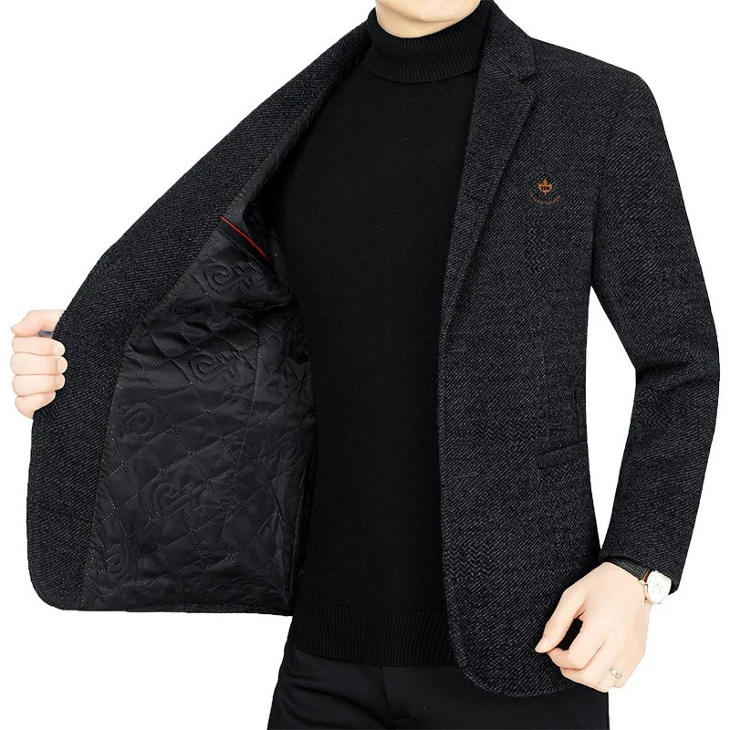 Men Autumn Winter Cashmere Blazers Suits Jackets Wool Blends Male Business Casual Slim Fit Coats Mens Clothing 251028