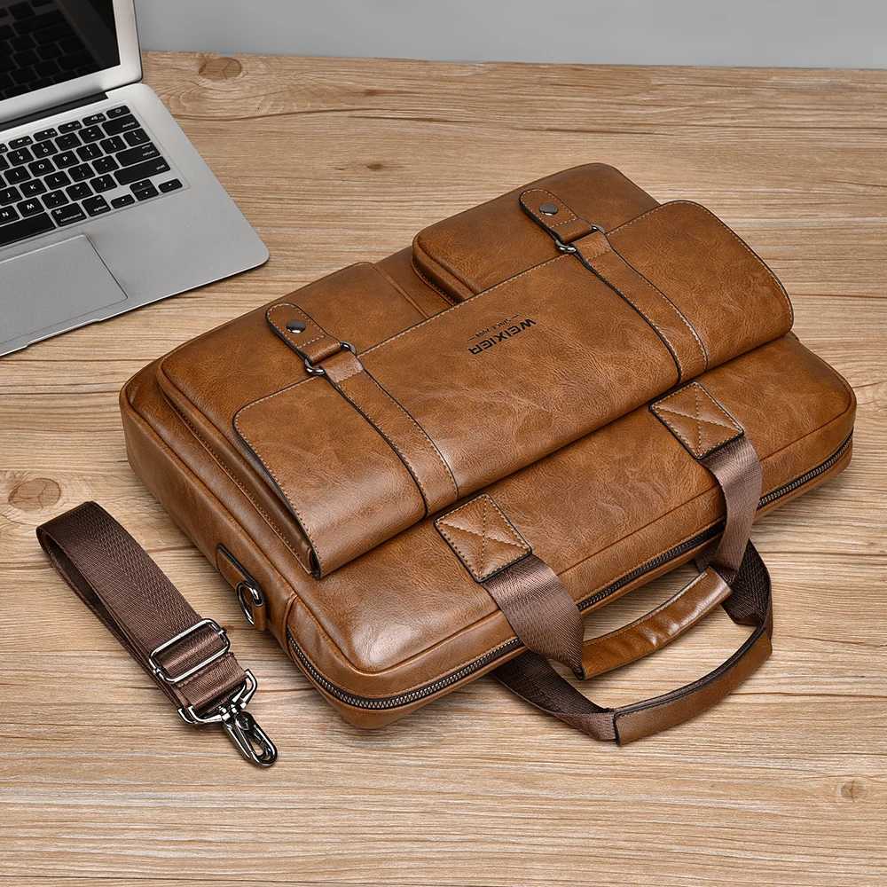 Mtiple Pockets Briefcase Mens Large Capacity Off Shoder Bag Waterproof Business Laptop Handbags Cmute Crossbody Bag Y251011
