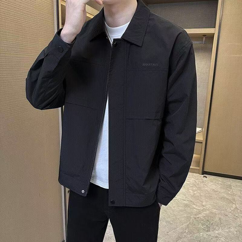 Men's Jacket 2025 Spring New Style Turn-down Collar Handsome Workwear Youth Designer Coat Jacket Versatile Fashion Trendy Top