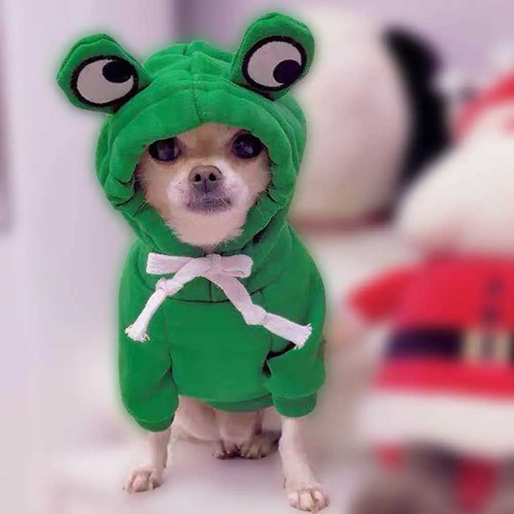 Cute Frog Pet Hoodie Dogs Clothes Christmas Warm Jumpsuits Winter Fleece Pet Overalls for Small Medium Dogs Cats Chihuahua C251030