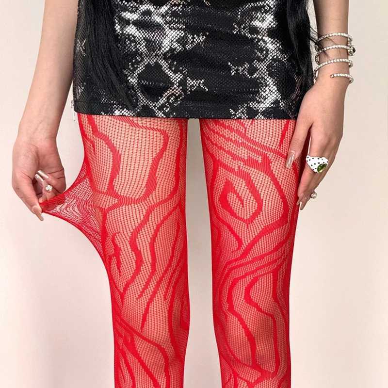 Y2K Style Fishnet Stockings Women Striped High Waist Fishnet Tights 2025 Summer Fishnet Hollow Floral Thigh High Pantyhose R251030