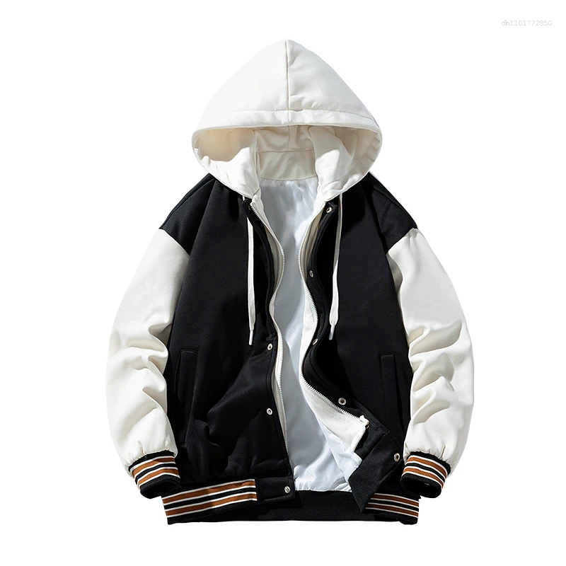 Men's Jackets Gorasion Four Season Baseball Jacket Fashion Hooded Two Tone Coat Casual Couple Hoodie High Quality Patchwork Top