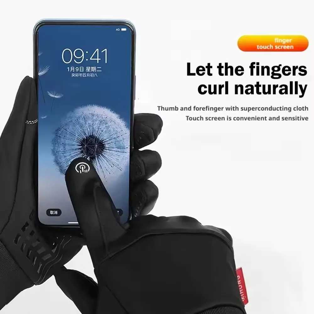 Winter Touch Screen Waterproof Gloves Mens Outdoor Cycling Skiing Waterproof Gloves Thickened Warm Non Slip Full Finger Gloves J251029