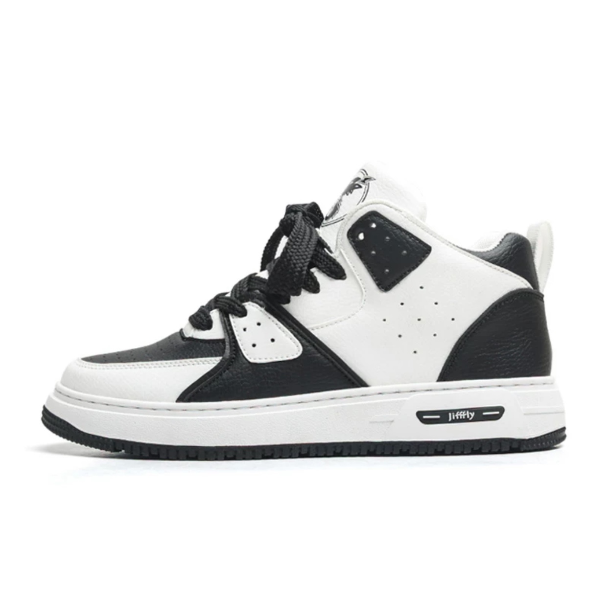 Jifffly Fashion Matching High-Top Breadboard Men, Black and Panda Color White Shoes for Height Increase, Couple's Trend Brand