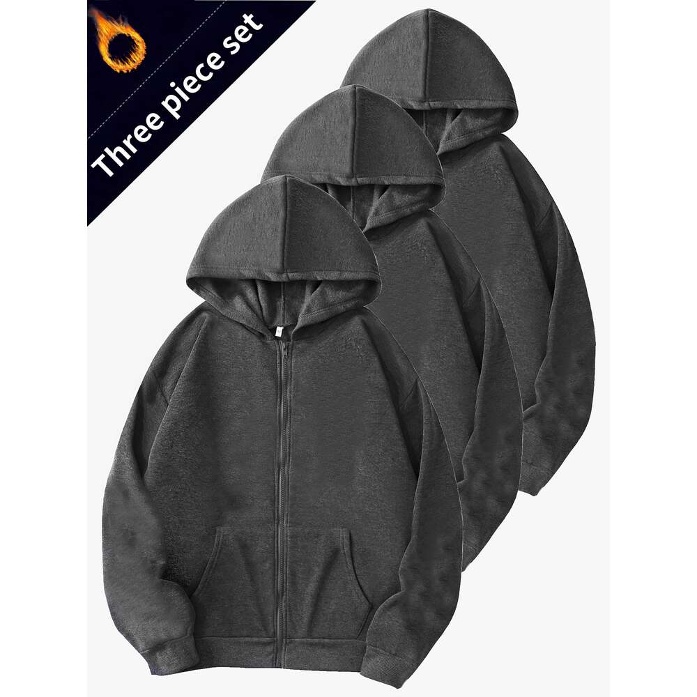 Women S Pcs Cozy Fleece Lined Hoodie Set Casual Zip Up Sweatshirts With Drop Shoulder Long Sleeves Kangaroo Pockets For Fall Winter