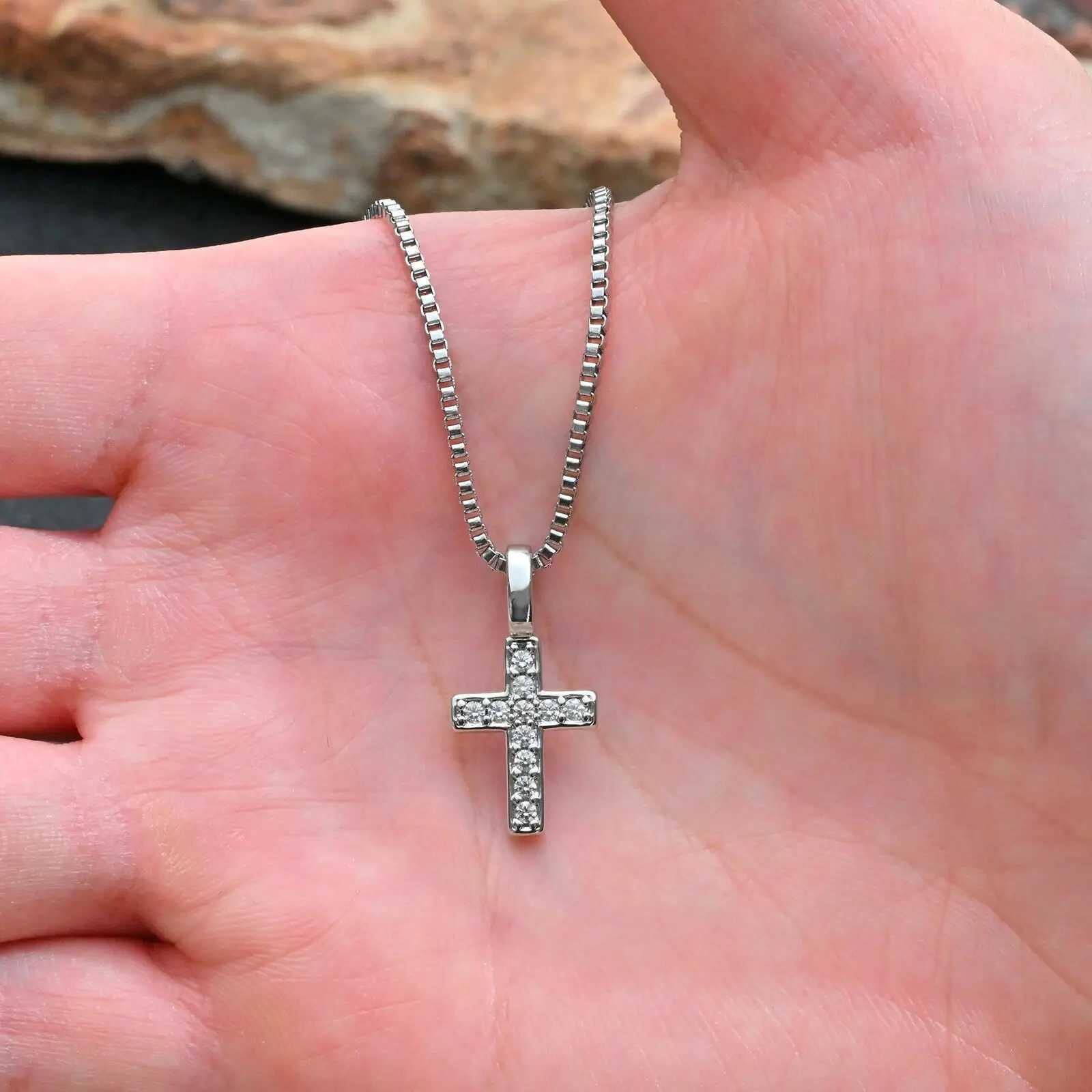 Punk Small Cross Necklace for Men BoysHip Hop Pendant Necklace with 50cm Stainless Steel Square Box Chain GiftsXJ251030