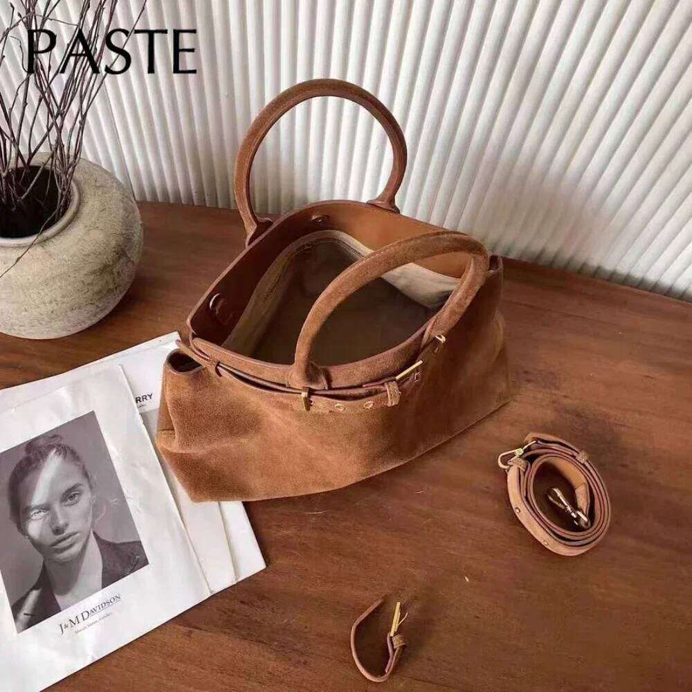 Designer bag 52 Winter Matte Coffee Camel Grey Large Tote Russian Style Real Suede Cow Leather Women Handbag Nubuck Commuter Office Shoulder Bag