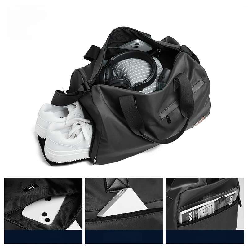 LEE Waterproof Nylon Lightweight Gym Duffel Bags Women Men Dry Wet Shoe Pocket Weekend Overnight Shoulder Lage Travel Bag