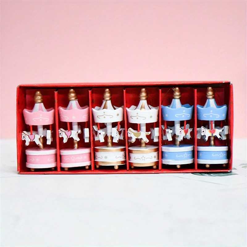 6Pcs Wooden Carousel Horse Hanging Ornaments For Christmas Tree Decor Merry Go Round Pendants Home Party Festival Decoration C251030