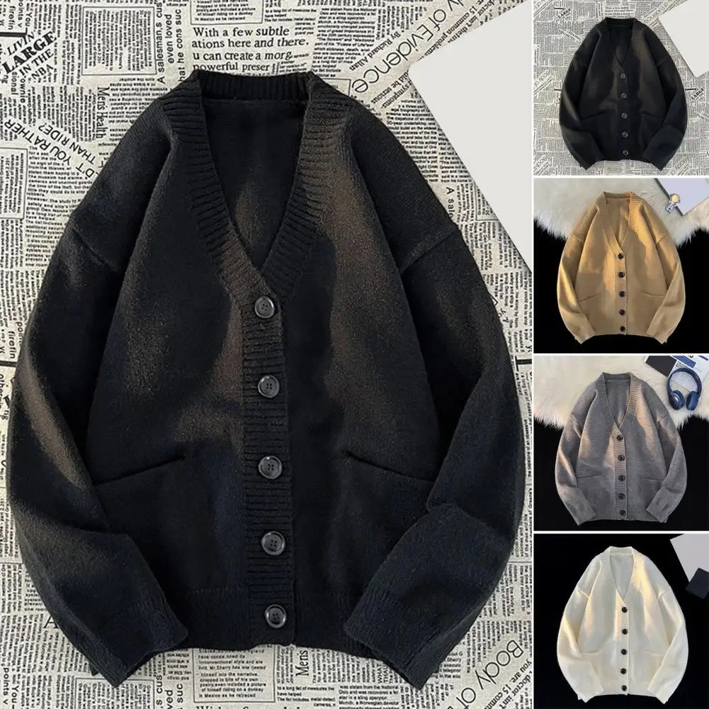 Fall Winter Men Sweater Cardigan V Neck Knit Thick Elastic Slim Fit Warm Bottoming Knitwear Daily Wear Coat 251017