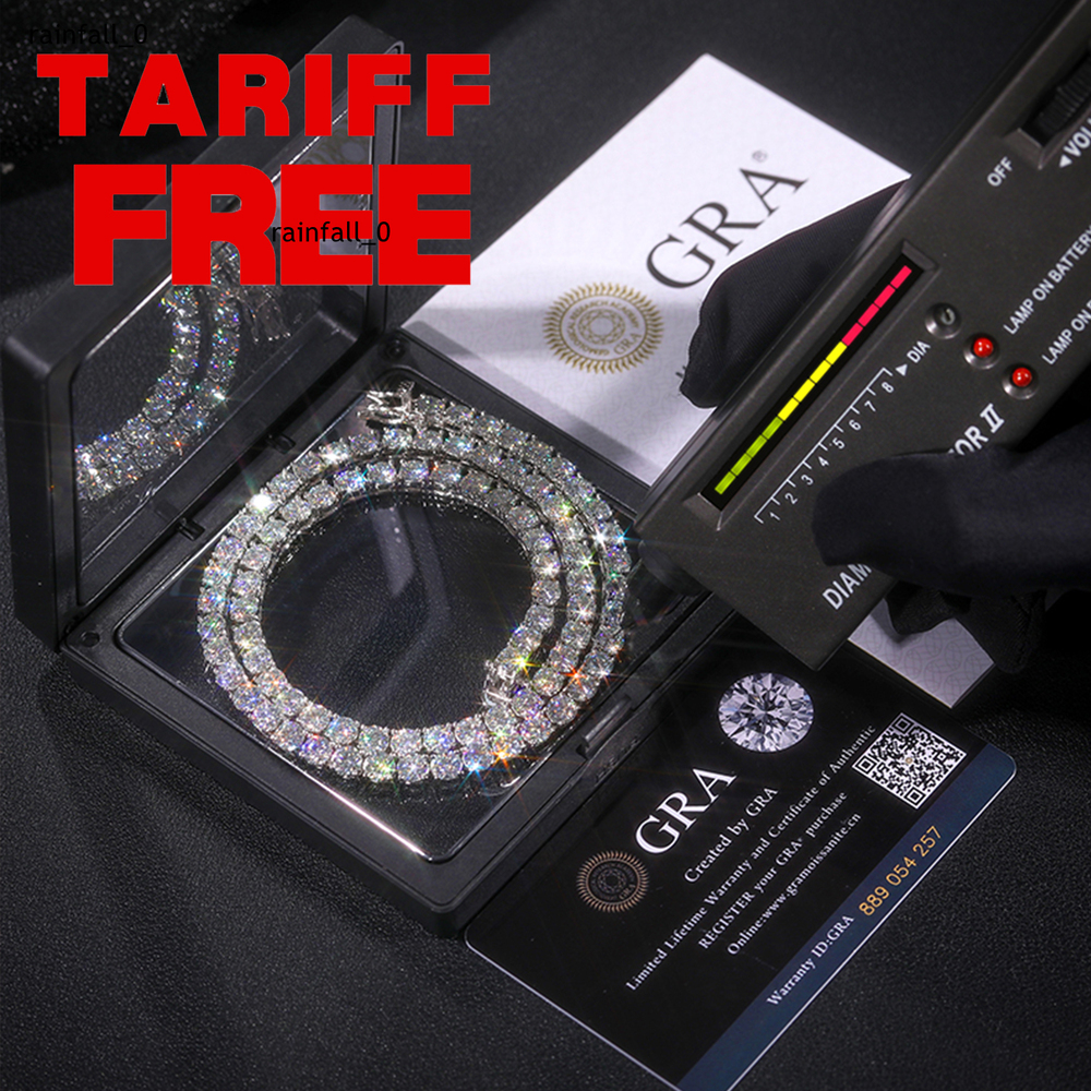 Fine Jewelry Hip Hop White Gold 925 Sterling Silver VVS Moissanite Diamond Cluster Tennis Chain Bracelet Necklace for Men Women