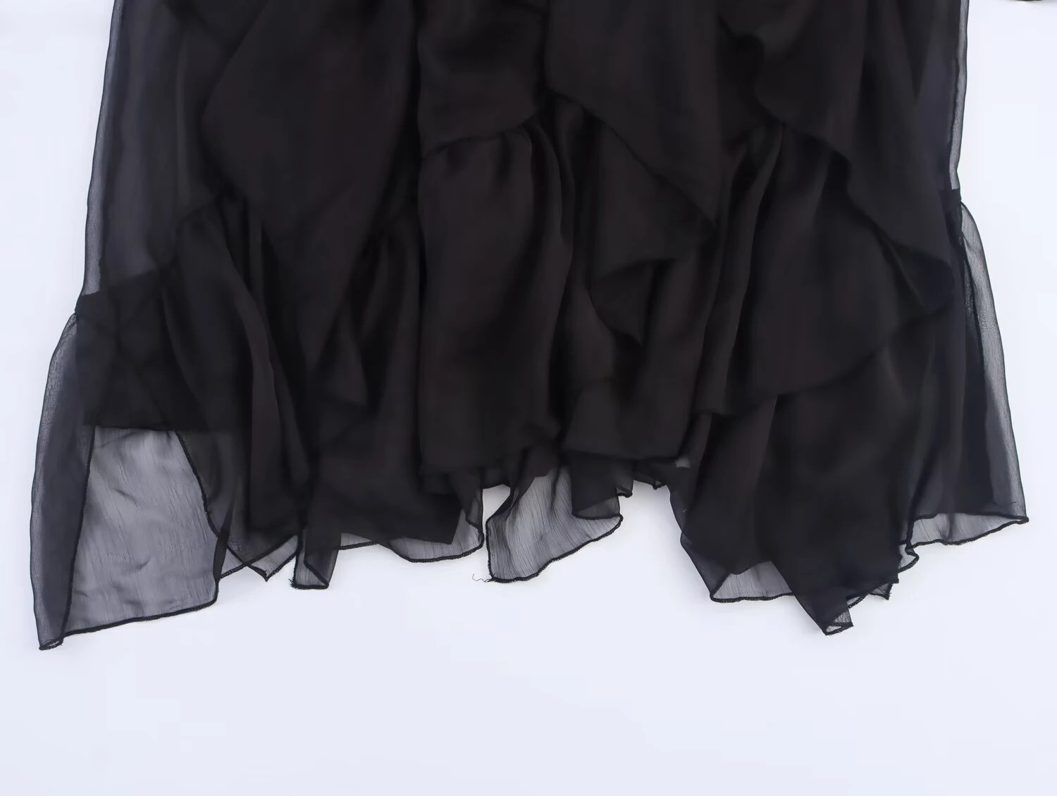European and American style 2025 summer product womens clothing sense layered decoration mid waist MIDI skirt 251028