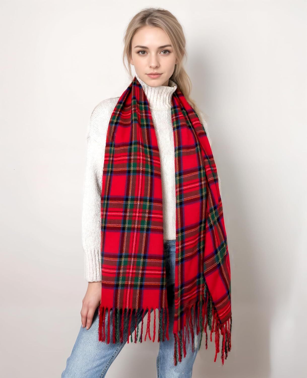 Custom Long Wide Scottish Tartan Plaid Shawl Wrap Soft Cashmere Feel Winter Scarf Outlander Inspired Christmas Gift
