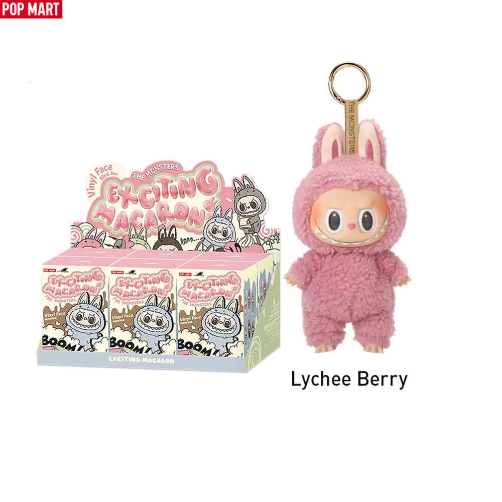 Hot Genuine Labubu lychee berry THE MONSTERS pop mart Exciting Macaron Vinyl FaceBlind Box V1.0 Vinyl Figure with Unique Face Design Limited Edition Themed Pendent