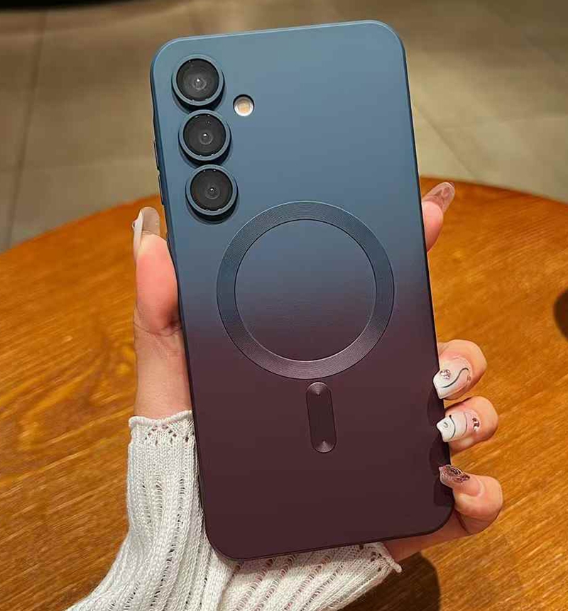 S26 Ultra Magnetic Wireless Charging Case For Samsung S25 FE Edge S24 S23 Plus A37 A57 A56 A36 A26 A25 A17 A16 A15 A07 A06 Gradient Len Protector Soft