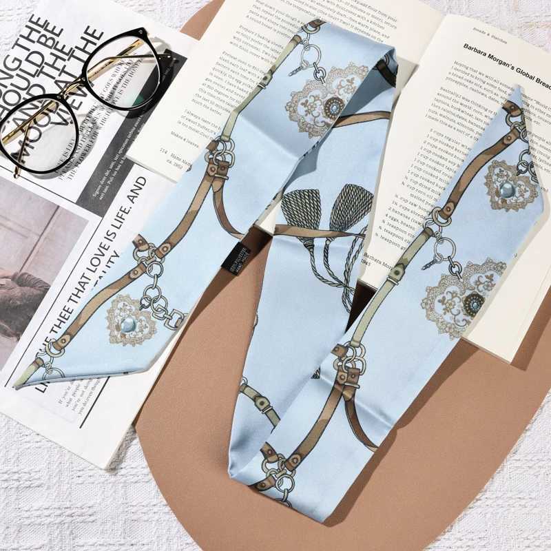 Womens Silk Scarf Ribbon Headband Hair Tie Long Bag Strap Wrap Neck Accessory Multiuse Printed Fashion Daily ScarfW251029